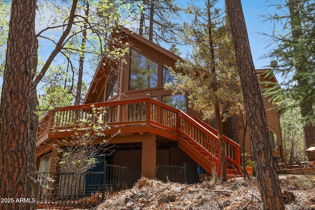 9434 W Obier Dr, Pine, AZ 85544 - back of property with a deck and stairway