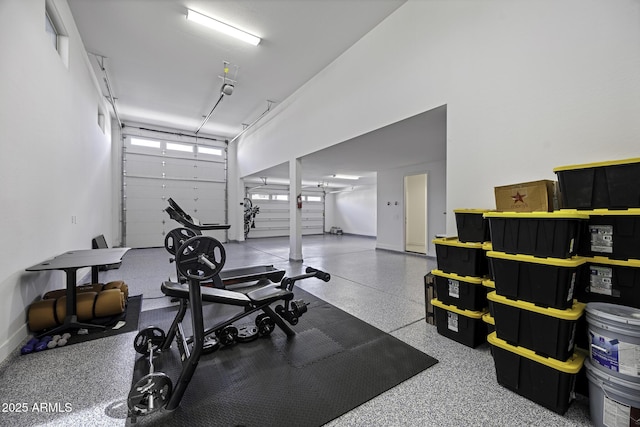 exercise area with a garage