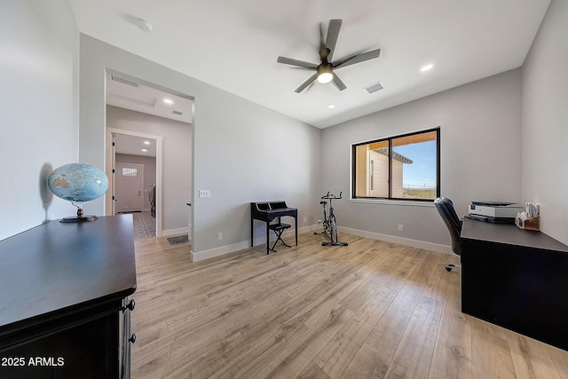26112 N 7th Ave, Phoenix, AZ 85085 - office area with ceiling fan, light wood-style floors, baseboards, and recessed lighting