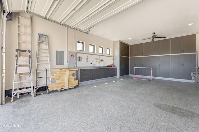 26112 N 7th Ave, Phoenix, AZ 85085 - garage with electric panel, a ceiling fan, and recessed lighting