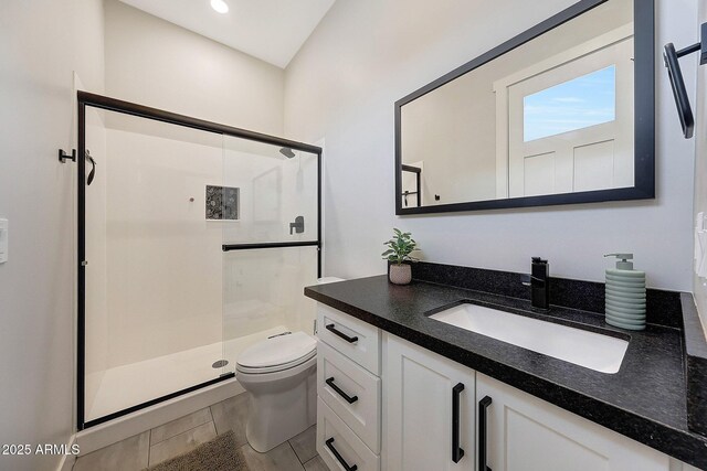 26112 N 7th Ave, Phoenix, AZ 85085 - full bath featuring a shower stall, toilet, vanity, and recessed lighting