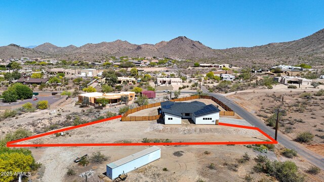 26112 N 7th Ave, Phoenix, AZ 85085 - aerial view of property and surrounding area featuring property boundaries highlighted and a mountainous background