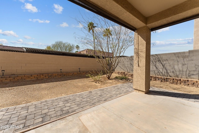 view of patio featuring a fenced backyard