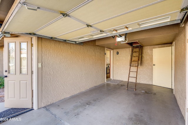 garage with a garage door opener