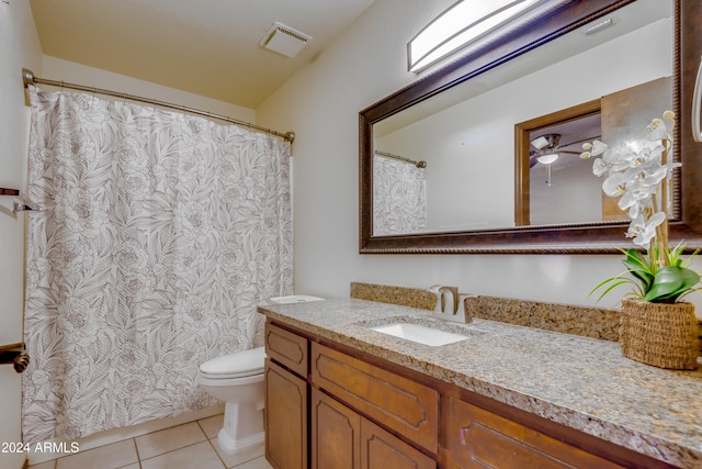 bathroom featuring tile patterned floors, vanity, and toilet