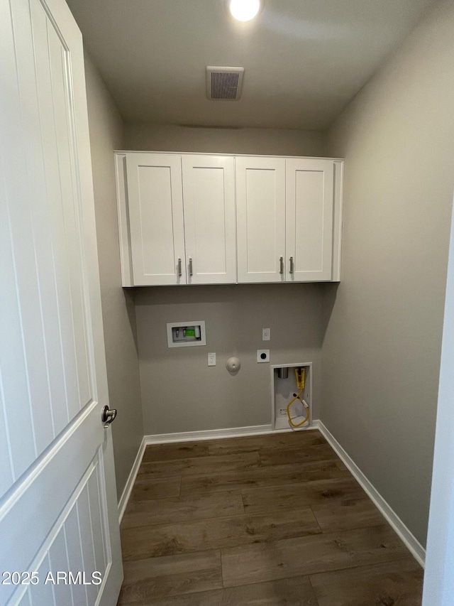 24146 N 162nd Ln, Surprise, AZ 85387 - washroom with washer hookup, cabinet space, electric dryer hookup, gas dryer hookup, and dark wood-type flooring