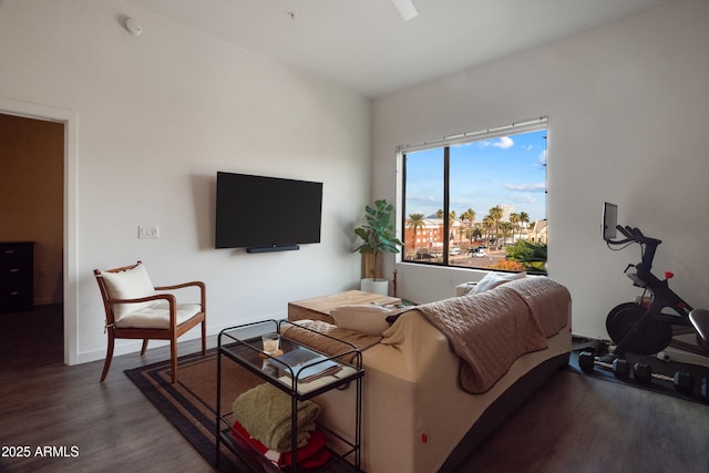 living room with hardwood / wood-style floors