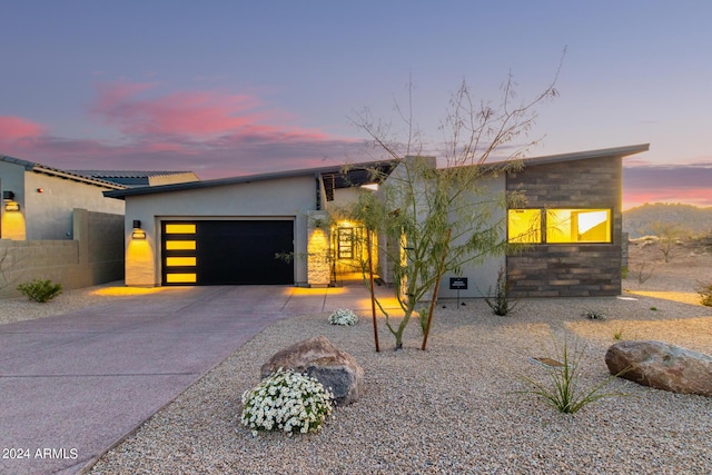 contemporary home featuring a garage