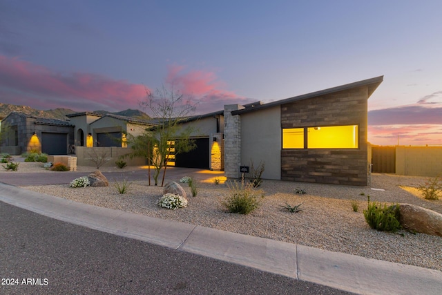 contemporary home featuring a garage