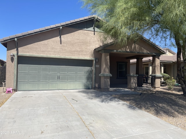 view of front of home with a garage