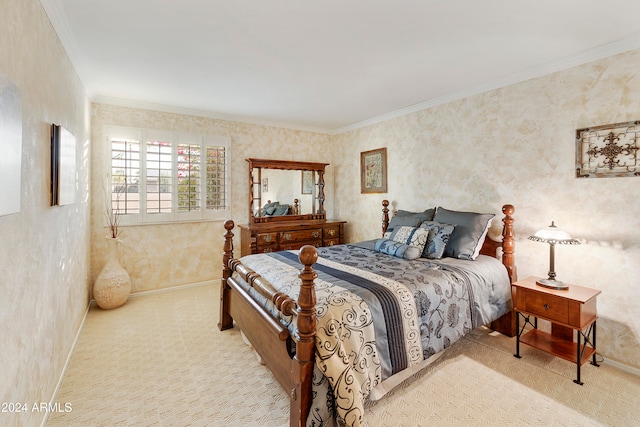 bedroom with ornamental molding