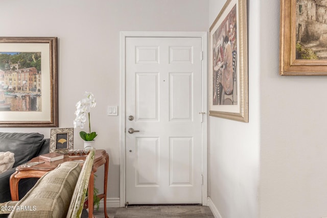 doorway featuring hardwood / wood-style floors