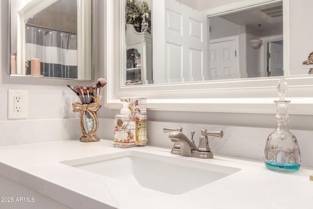 bathroom featuring vanity and a shower with curtain