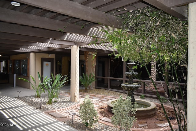view of patio / terrace featuring a pergola