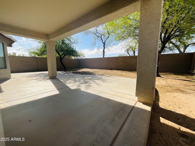view of patio featuring a fenced backyard