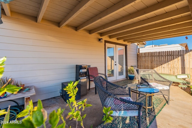 view of patio / terrace featuring french doors