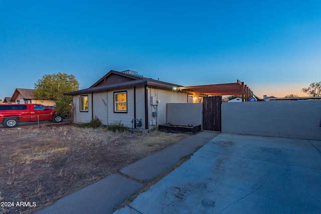 view of single story home