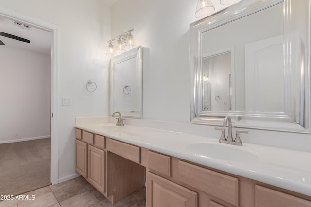 14056 E Desert Cove Ave, Scottsdale, AZ 85259 - full bath with double vanity, tile patterned floors, and ceiling fan