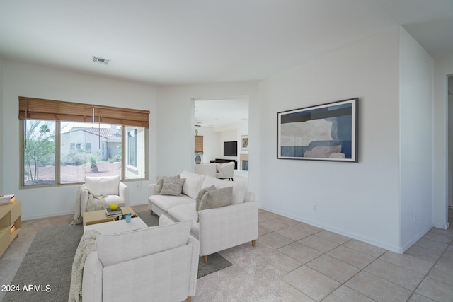 view of tiled living room