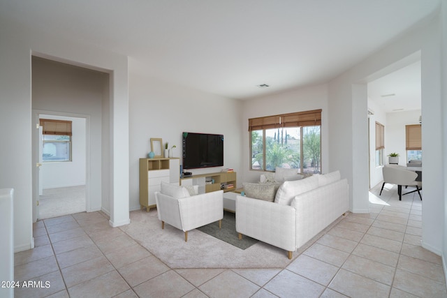 view of tiled living room