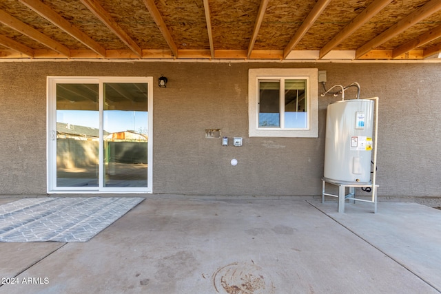 view of patio with electric water heater