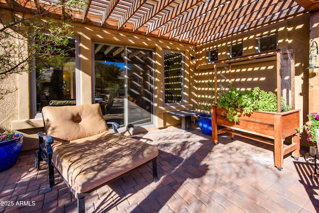 view of patio / terrace featuring a pergola