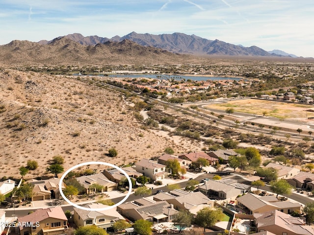 drone / aerial view with a mountain view