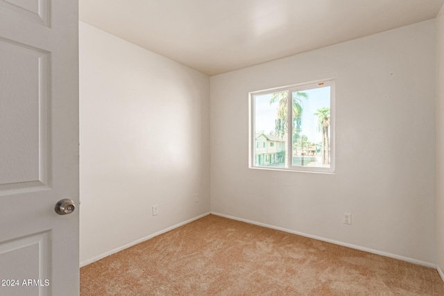 unfurnished room with light colored carpet