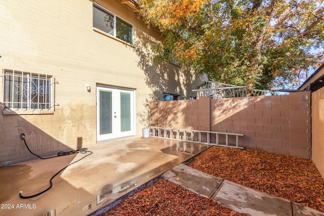 view of patio featuring french doors