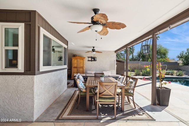 view of patio / terrace featuring a fenced in pool