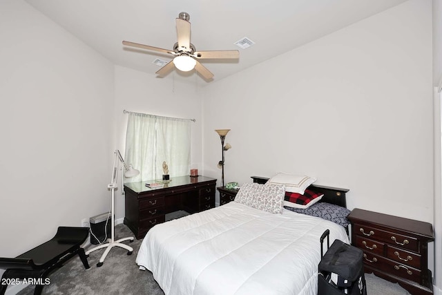 16705 E Almont Dr Unit A, Fountain Hills, AZ 85268 - bedroom featuring visible vents, a ceiling fan, and carpet flooring