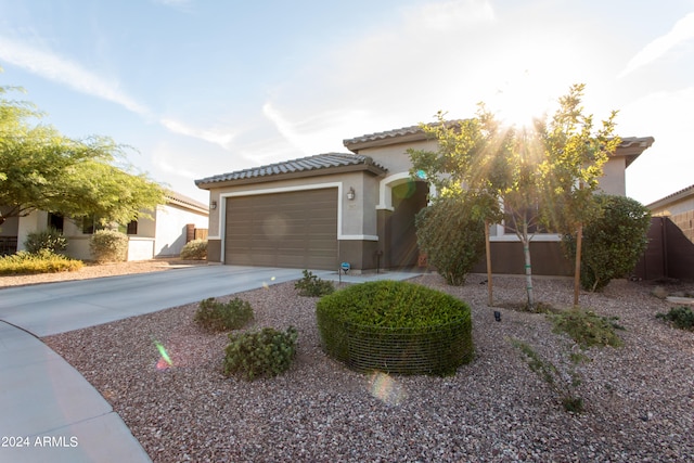 view of front of home with a garage