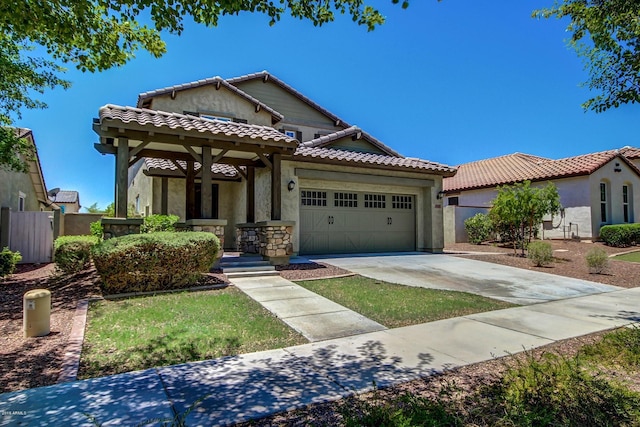 view of front of house with a garage