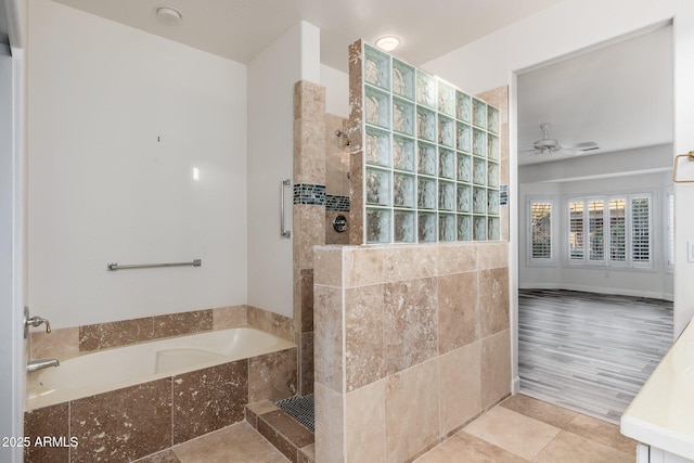 15583 W Big Sky Dr, Surprise, AZ 85374 - bathroom with independent shower and bath and ceiling fan