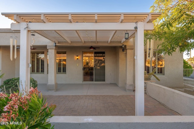 15583 W Big Sky Dr, Surprise, AZ 85374 - rear view of house featuring a pergola, a patio, and ceiling fan
