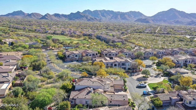 drone / aerial view with a mountain view and a residential view