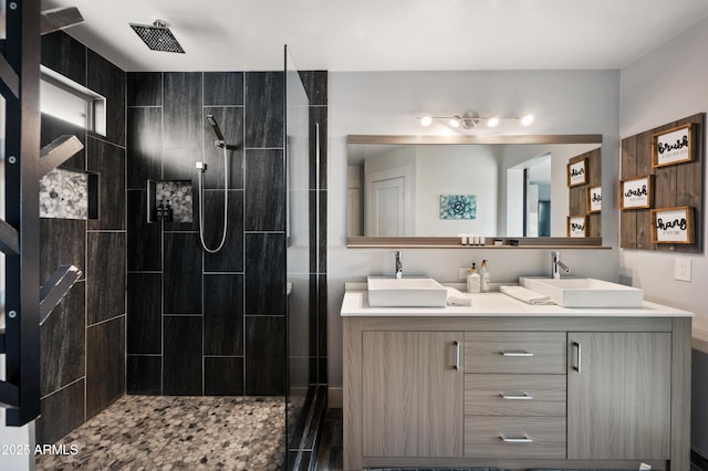 23211 N 22nd Pl, Phoenix, AZ 85024 - full bathroom with double vanity, a sink, and tiled shower