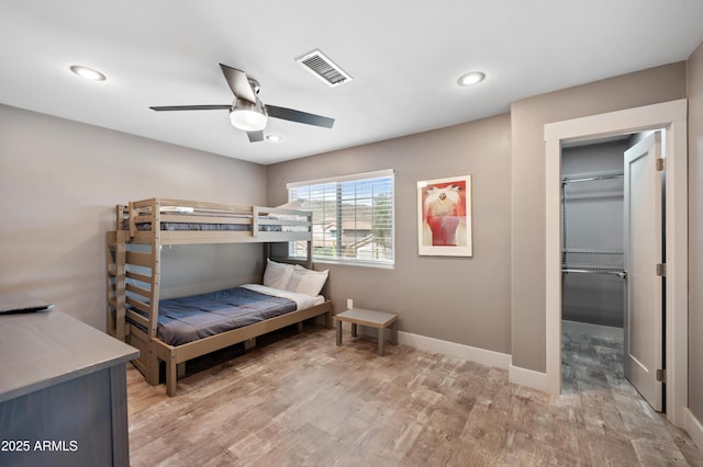 23211 N 22nd Pl, Phoenix, AZ 85024 - bedroom with recessed lighting, baseboards, light wood finished floors, visible vents, and a ceiling fan