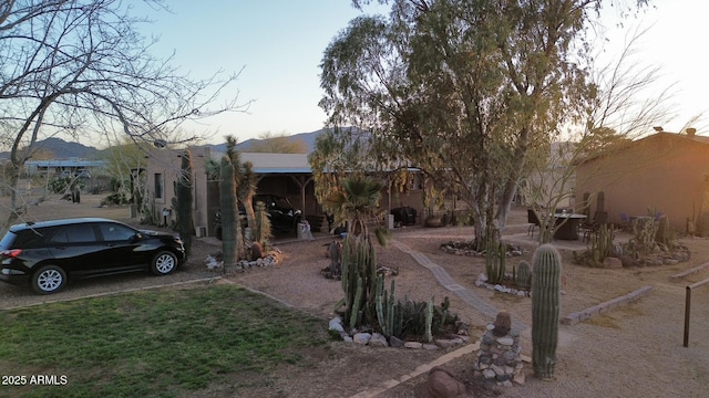 exterior space featuring a mountain view