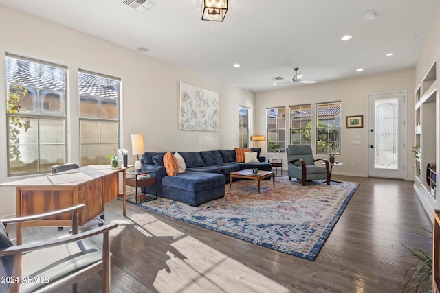 living room with wood-type flooring