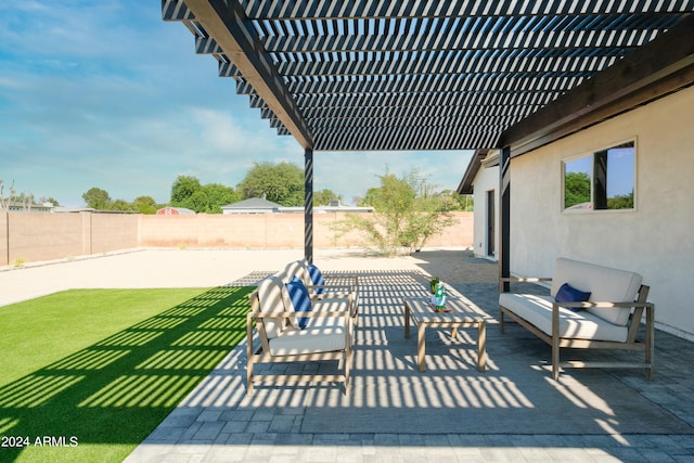 view of patio / terrace featuring a pergola