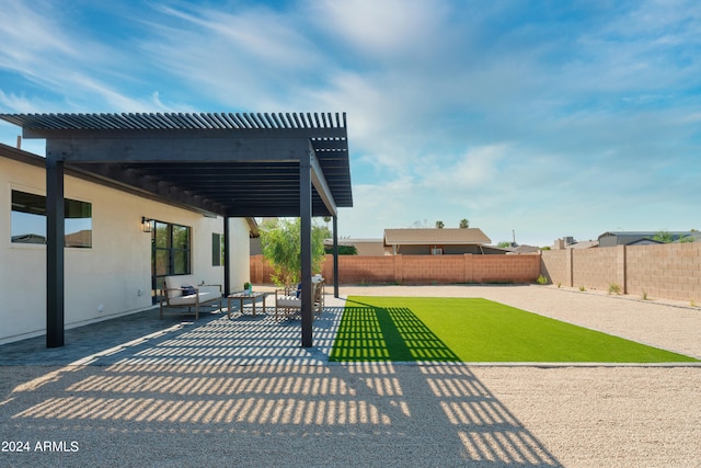 view of patio / terrace featuring a pergola