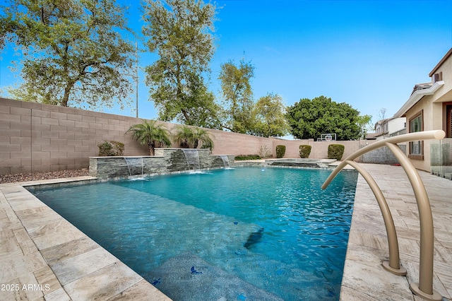 view of swimming pool featuring a fenced in pool and a fenced backyard