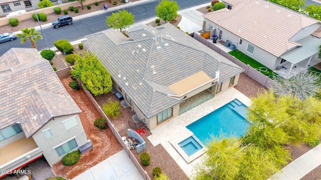 bird's eye view with a residential view