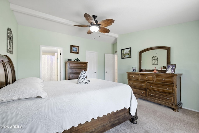 490 S Hideaway Dr, Dewey, AZ 86327 - bedroom with light colored carpet, a ceiling fan, and baseboards