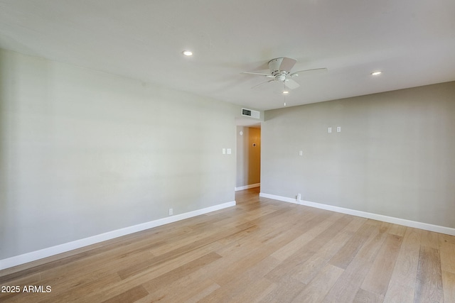 3138 N 82nd Pl, Scottsdale, AZ 85251 - unfurnished room featuring visible vents, baseboards, ceiling fan, recessed lighting, and light wood finished floors