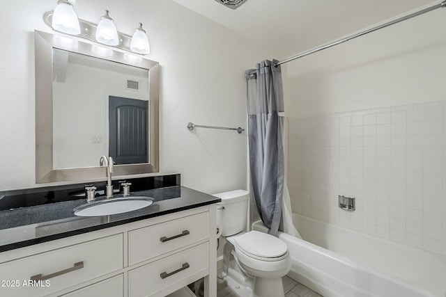 3138 N 82nd Pl, Scottsdale, AZ 85251 - bathroom with toilet, vanity, shower / bath combination with curtain, and visible vents
