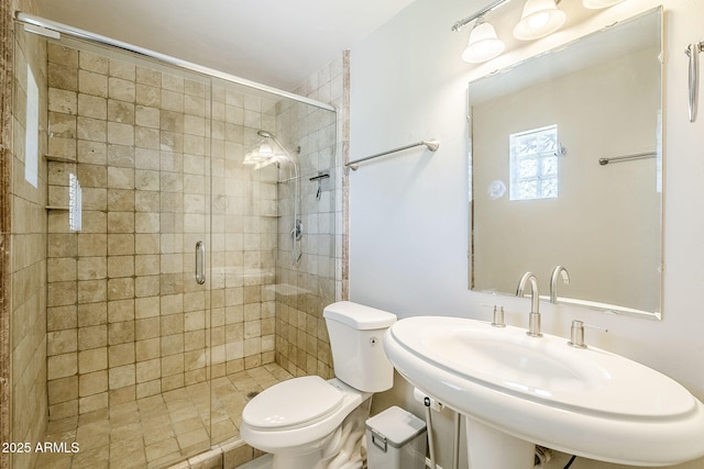 3138 N 82nd Pl, Scottsdale, AZ 85251 - bathroom featuring a shower stall, a sink, and toilet