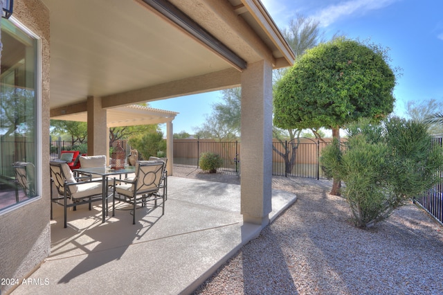 view of patio / terrace featuring a pergola