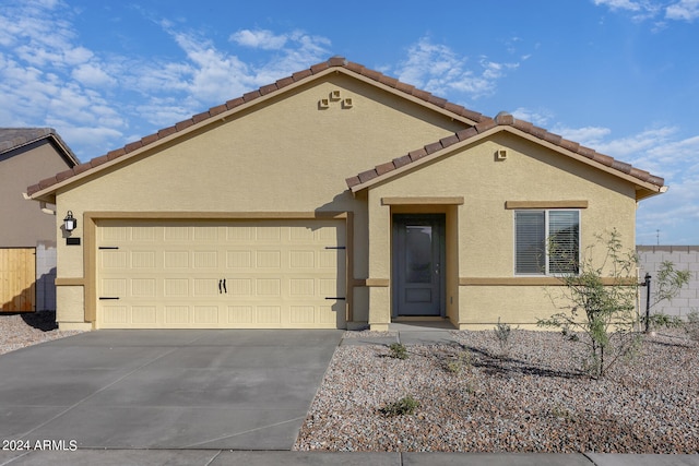 view of front of house with a garage